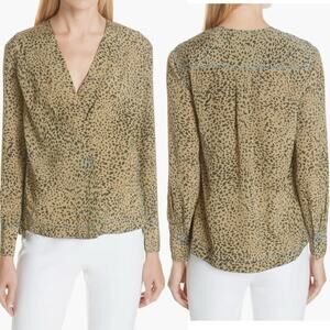 Rag & Bone Shields Leopard Print Silk Top Size Small